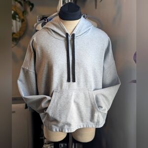 Women's Grey Cropped Mid weight Hoodie - Grey Hooded Sweater